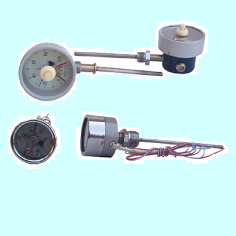 双环电接点双金属温度计WSSX-411-100℃ 150℃径向,双上限温度计
