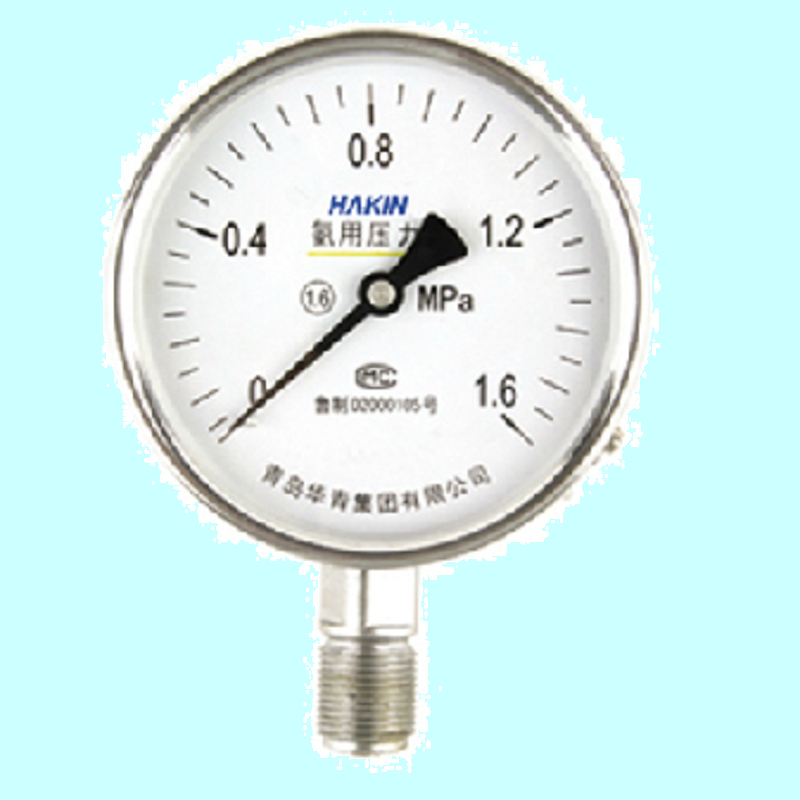 YA100 0-6-60Mpa氨用压力表 100mm电镀表面外螺纹 青岛华青仪表